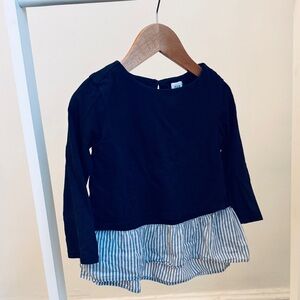 GAP Kids Long Sleeve Navy Top with Striped Hem